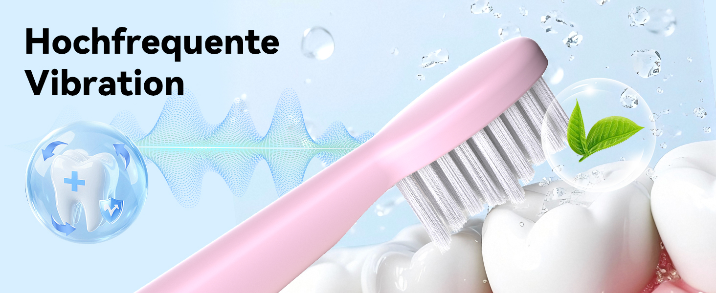 Електрична звукова зубна щітка JTF для дорослих, рожева – 5 режимів, 45 днів роботи, 8 насадок, IPX7, таймер, для подорожей. Преміум набір для сім'ї + скребок для язика