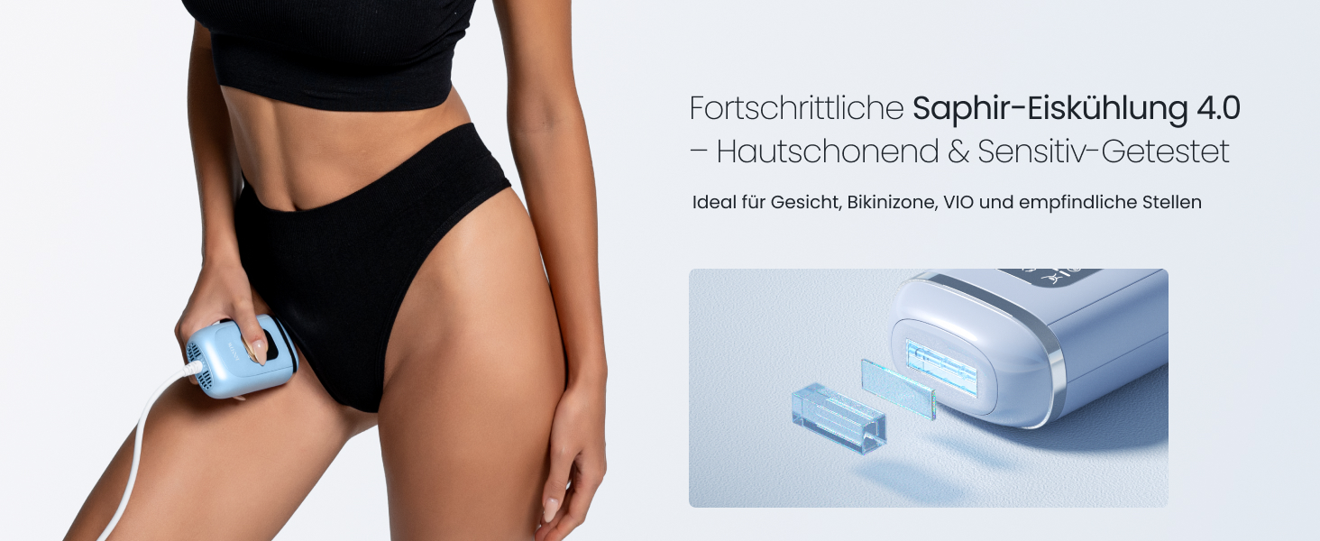 Прилад для епіляції IPL 22J, 78W, з охолодженням сапфіром, для дому, для обличчя, бікіні, пахв, блакитний