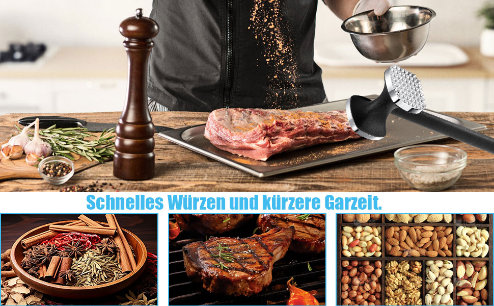Ніж для відбивання м'яса Fleischklopfer 24см, подвійний, з нержавіючої сталі - молоток для стейків, шніцелів, яловичини, курки