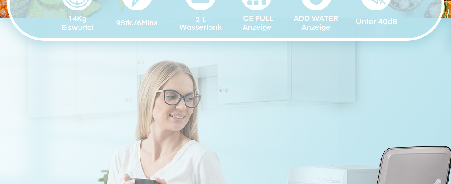 Машина для приготування льоду Eiswürfelmaschine - Тест-переможець 2024, 14 кг/24 год, 9 кубиків за 6-8 хв, тиха робота, 120W з лопаткою та кошиком, компактна для дому/офісу, срібна