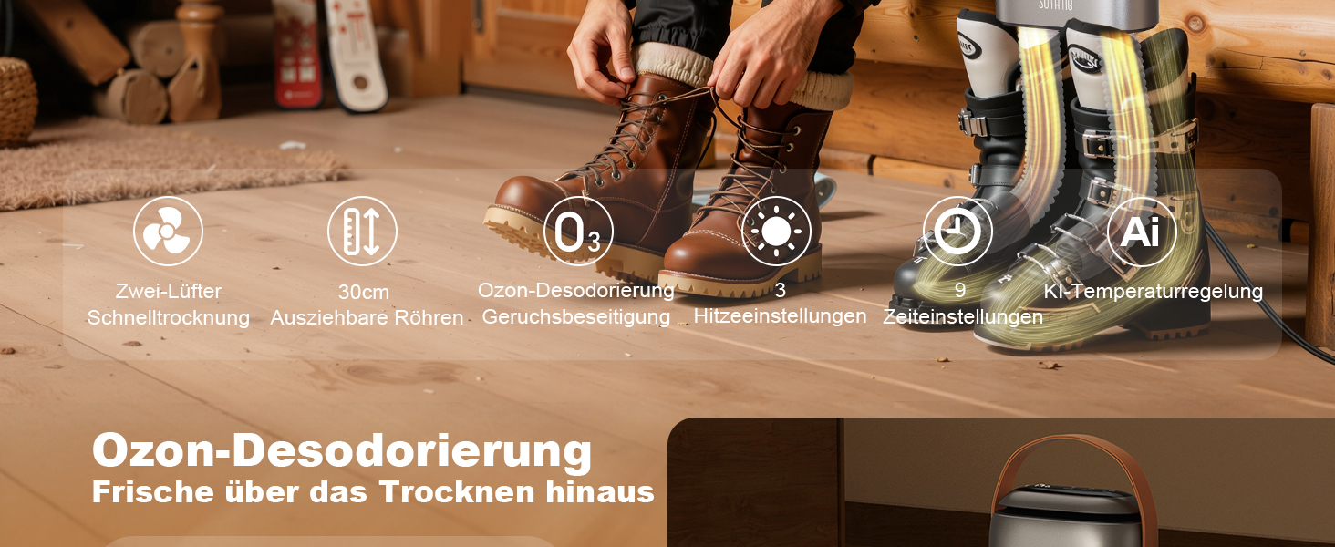 Сушарка для взуття електрична SOTHING 95W з озонуванням, 3 режими, таймер до 9 годин, для лижних черевиків