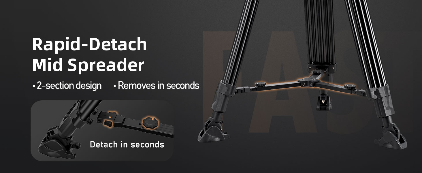 Штатив відео Cayer FA310H з моноподом K10 та рідкосильним кріпленням - швидкозатискачі ніг, швидке регулювання, вантажопідйомність 10 кг, алюміній, 2 швидкознімні пластини, ручка для переноски - для DSLR, бездзеркальних камер, відеокамер