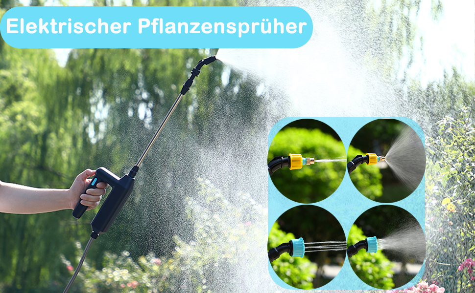 DOUBFIVSY Electric Pressure Sprayer, Plant Sprayer Garden Sprayer Spray Lance with 3 Nozzles and 5m Hose, Rechargeable USB, Spraying Device for Plant Protection for Garden Weeding (7.2V Spray Lance)