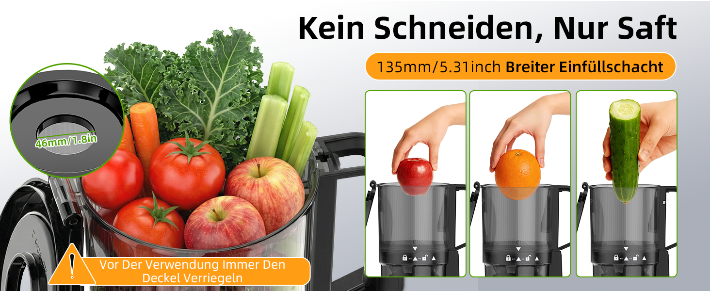 Шнекова соковижималка FIMEI Slow Juicer з широким завантажувальним отвором 135 мм