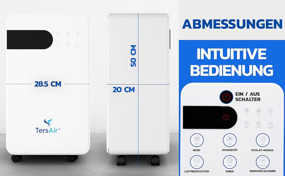 Зволожувач повітря TersAir O₂ 12л/24г, 3-в-1: зволожувач, очищувач повітря, сушарка для білизни. Електричний, для дому та підвалу