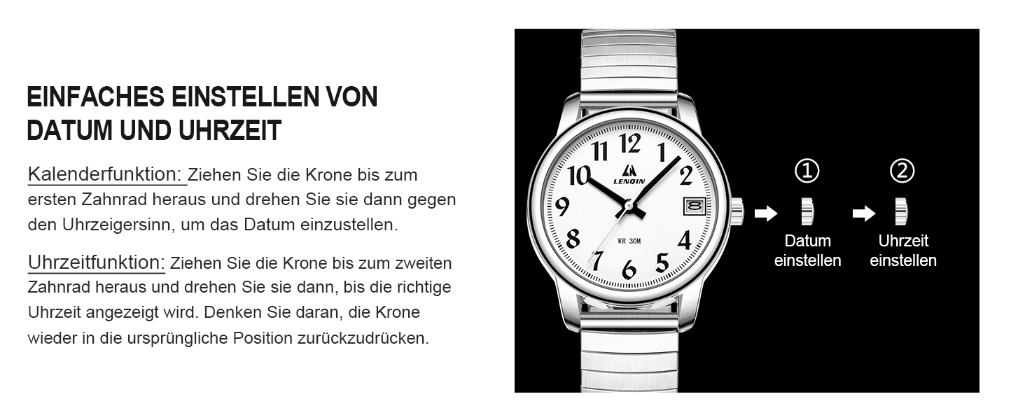 Жіночий годинник LN LENQIN: Водонепроникні годинники для жінок з нержавіючої сталі, кварцовий механізм, аналоговий дисплей, регульований ремінець, сріблястий колір, білий циферблат