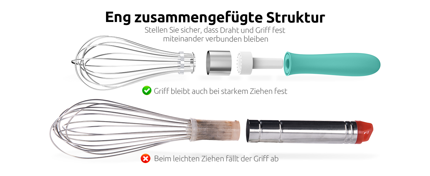 Міксер кухонний U-Taste зі сталі 18/10, 30 см, 12 гнучких дротів, силіконовий грибок