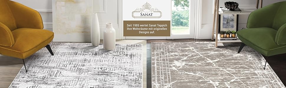 Килимок для вітальні SANAT Harmony - короткий ворс, 120x160 см, світло-сірий, сертифікат Öko-Tex 100, підходить для вітальні, передпокою, їдальні, спальні, кухні та дитячої кімнати