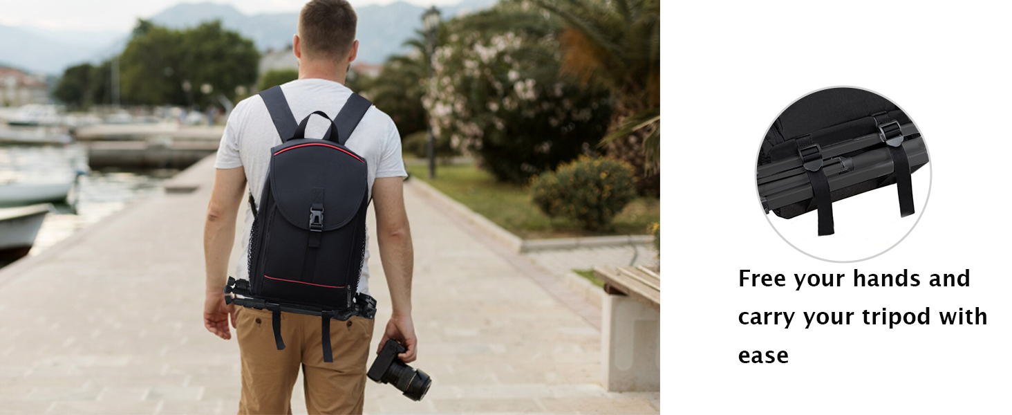 Рюкзак для камери: чорний фоторюкзак для DSLR/SLR з об'єктивом та аксесуарами