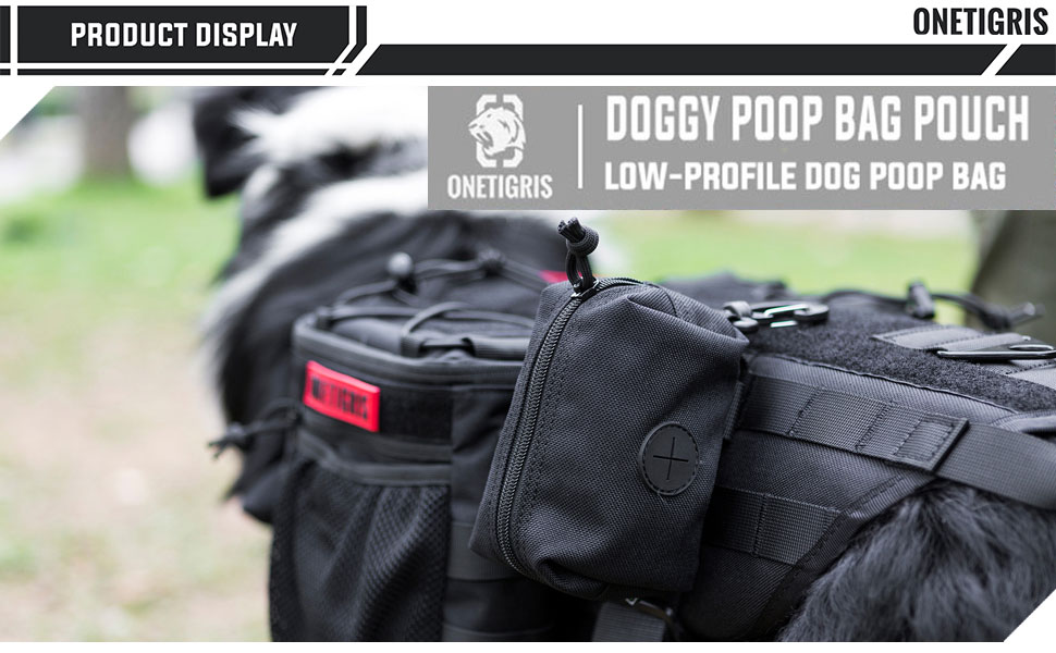 Диспенсер для собачих пакетів OneTigris для прогулянок, з MOLLE-системою та карабіном, тактичний, чорний, маленький