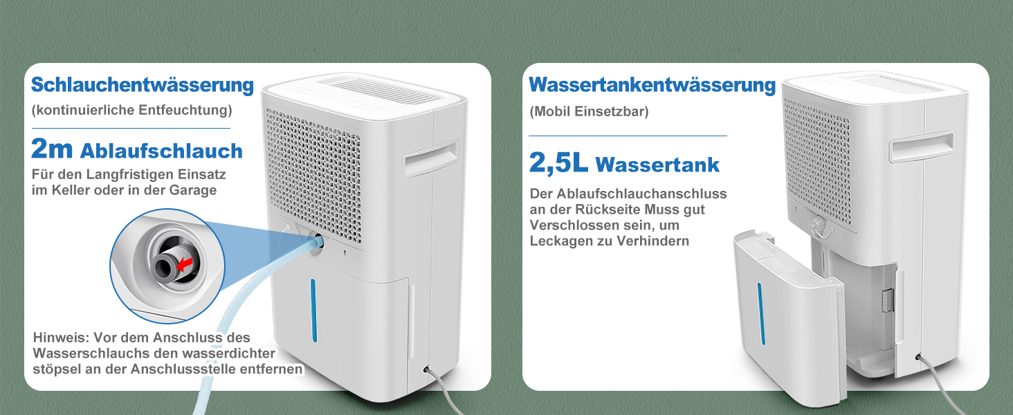 Електричний осушувач повітря 9л/24г, тихий, з дитячим замком та захистом від переливу, автоматичний перезапуск, для спальні, ванної, підвалу та пральні