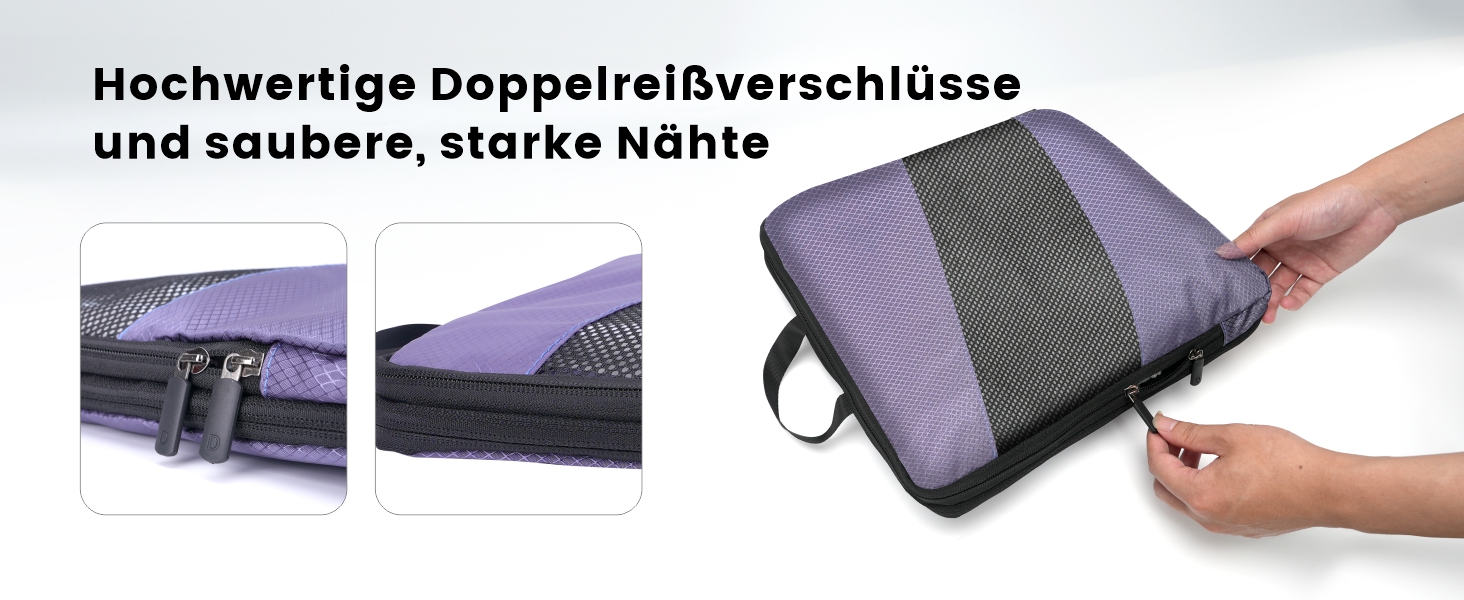 Органайзери для валізи компресійні, набір 6 шт. (Ельфенбайн, фіолетові) - Куби для пакування, компресійні пакети для подорожей