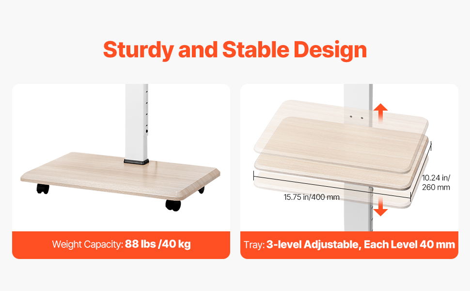 Підставка для телевізора VEVOR на роликах, регульована по висоті, поворотна (25°), з полицею, для телевізорів 81-178 см (до 40 кг), для спальні/вітальні