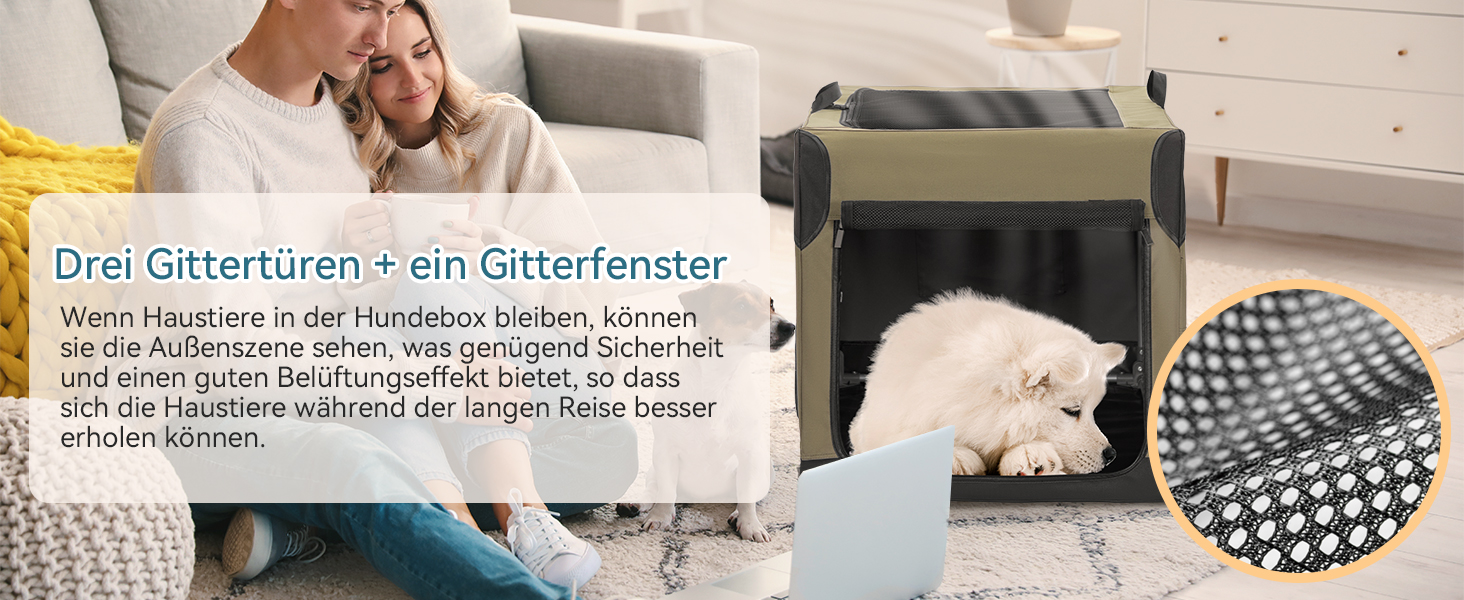 PETSFIT Клітка для собак, переноска для автомобіля, розкладна, зелений армійський колір (S)