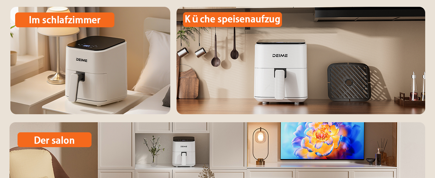 Фритюрниця Deime з гарячим повітрям 2.5 л, компактна цифрова Airfryer для випікання, розігріву та смаження, антипригарне покриття