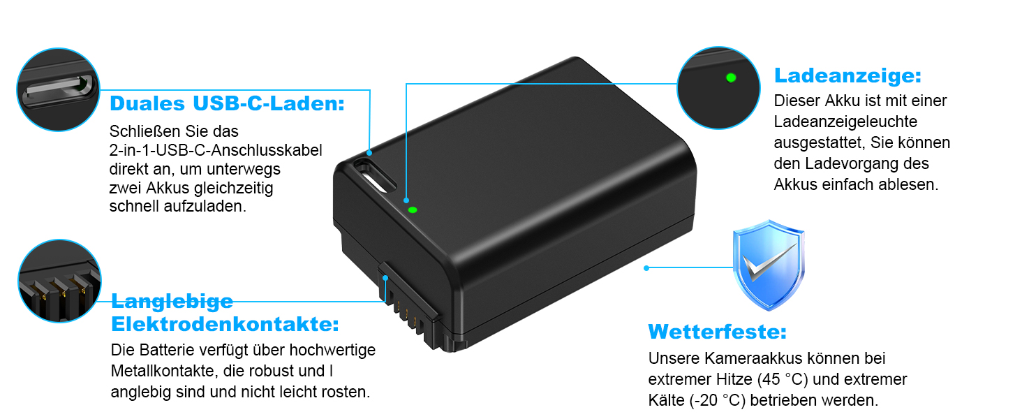 Набір акумуляторів NP-FW50 1300mAh 2 шт. та зарядний пристрій LCD для Sony ZV-E10, A6000, A6300, A6400, A6500, A5100, A5000, A7, A7II, A7R, A7RII, A7SII, 7RM2, 7SM2, 7M2, A55, RX10 II III IV, NEX-3/5/6/7, NEX-F3