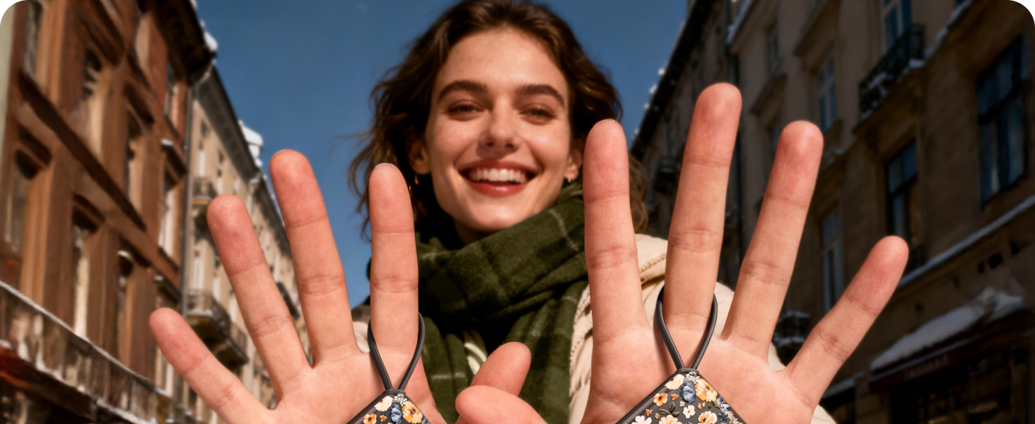 Електричні грілки для рук Ocoopa 2 шт. з акумулятором 4000mAh, USB, 3 режими нагріву до 52°C, для жінок, зимові подарунки, для катання на лижах, подорожей та активного відпочинку, UT5 Nano Wiesengeflüster (Ocoopa x Künstleredition)