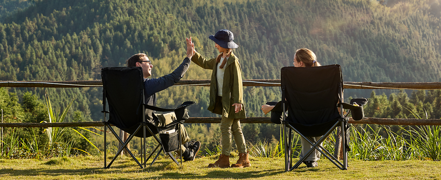 Кампінговий стілець розкладний Timber Ridge 2 шт, 200 кг, 63 см, з ізольованою сумкою-холодильником, чорний