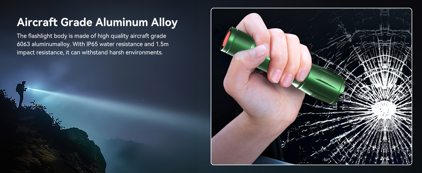 LED ліхтарик Gearlite: 2 шт., 2000 люмен, 5 режимів, водонепроникний IP65, для кемпінгу, туризму, дітей, невідкладних ситуацій (зелений)