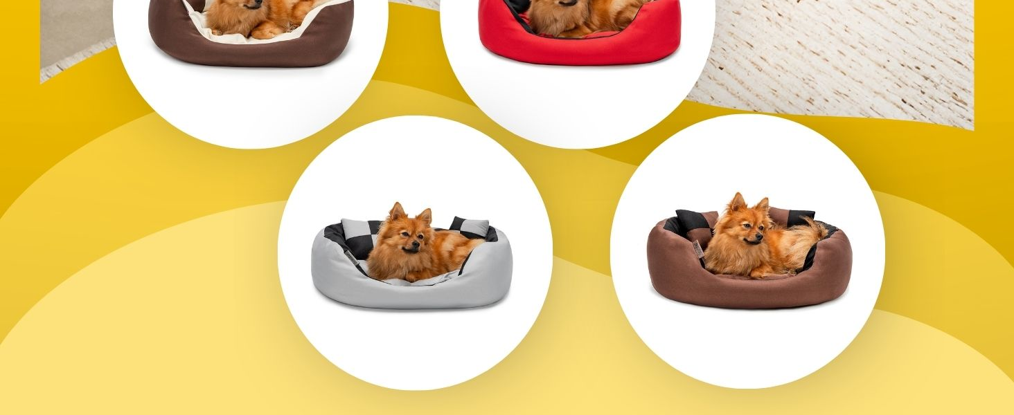 Кіжувалля для собак Lionto 4-в-1 з двостороннім подушкою з міцного оксфорду, 65x50 см, для котів та собак усіх розмірів, з глибоким входом, включає декоративну подушку, водовідштовхувальне, коричнево-бежеве