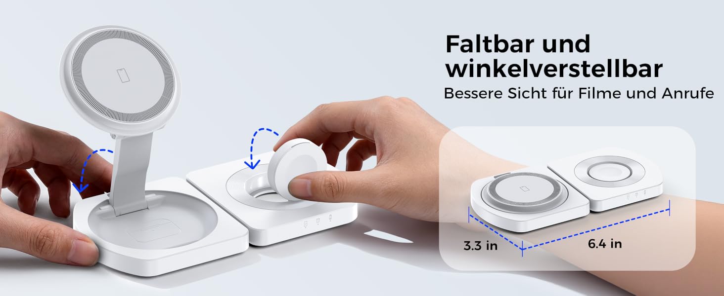 Бездротова зарядка Induktive для iPhone (MagSafe) 3-в-1: Apple Watch, AirPods, iPhone 17 Air/16/15/14/13/12 (Білий)