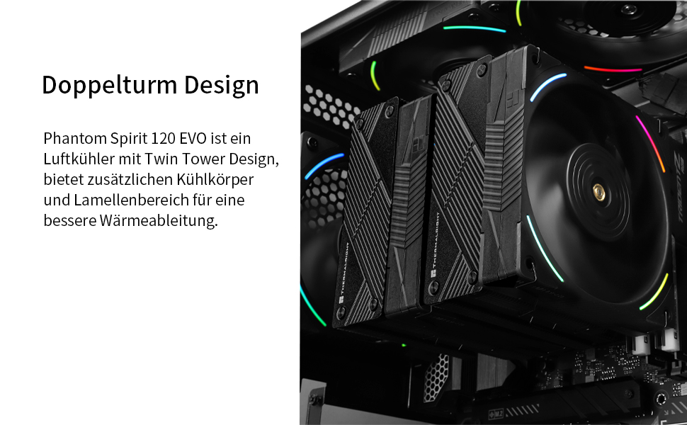 Охолоджувач CPU Thermalright Phantom Spirit 120 EVO: повітряне охолодження з 7 теплових трубок, Dual-PWM вентилятор, підтримка AMD AM4/AM5 та Intel 1700/1150/1151/1200/17XX/2011