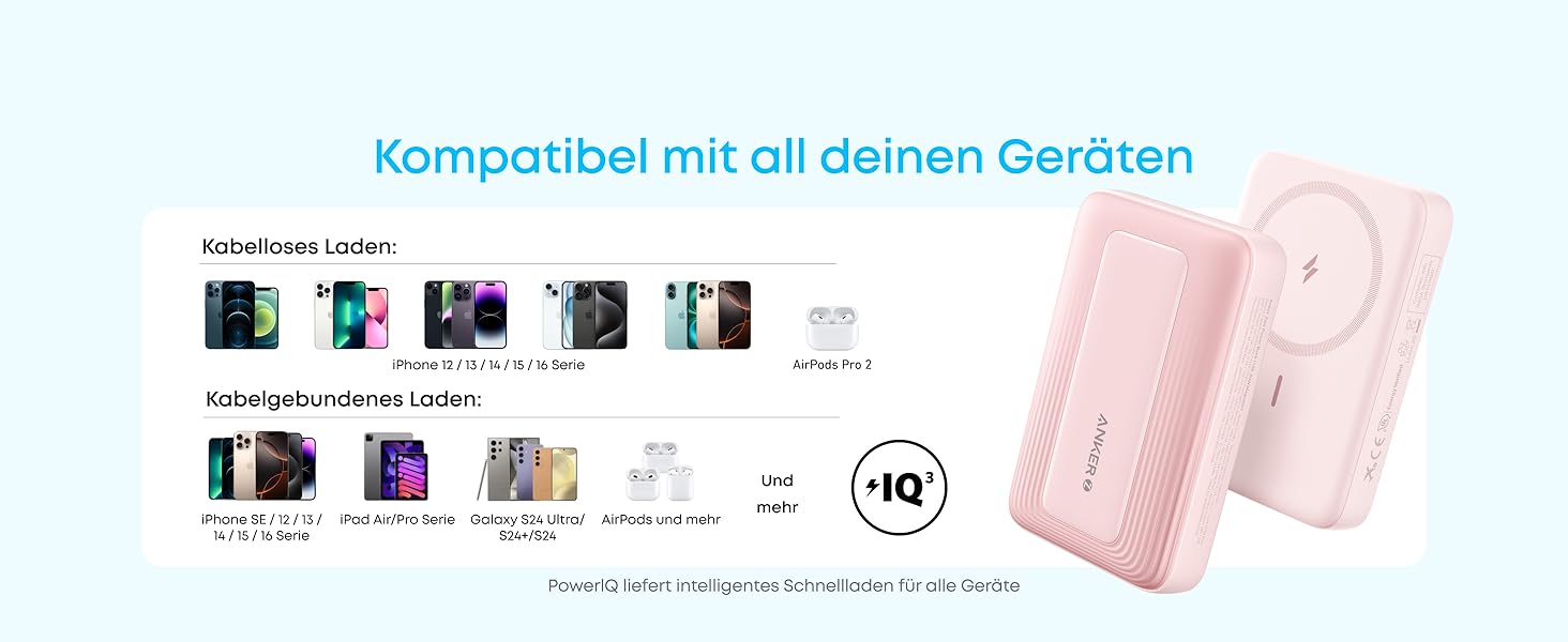 Anker Zolo Powerbank магнітна, 10000mAh, 30W, бездротова зарядка, для iPhone 17/16/15, AirPods, чорна