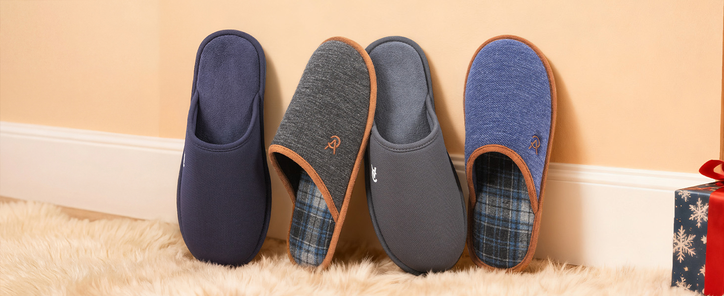 Чоловічі тапочки VeraCosy зручні, з антиковзким покриттям, з піною з пам'яттю, 44/45 EU, темно-синій