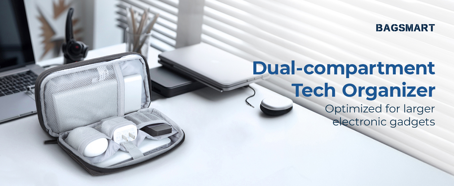 Органайзер для кабелів та електроніки BAGSMART: водонепроникна сумка-органайзер для подорожей, чорний