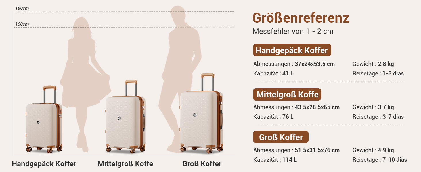 Великий валіза KONO з підсклянником, жорсткий корпус, легкий, поліпропілен, розширюваний, 4 колеса, TSA-замок, чорний/коричневий (кремовий/коричневий), XL