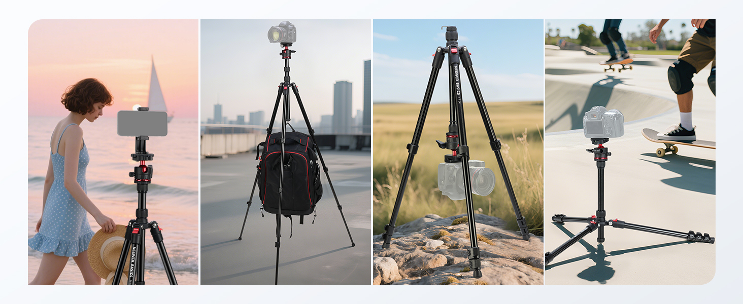 Штатив для камери NEEWER BASICS 77' з моноподом, кульковою головкою 360° та пластиною Arca QR, компактний, легкий, з алюмінію, для подорожей, відеозйомки, максимальне навантаження 6кг (TP14)