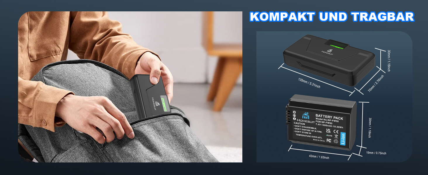 Набір акумуляторів NP-FW50 1300mAh та зарядний пристрій LCD для камер Sony ZV-E10, A6000, A6300, A6400, A6500, A5100, A5000, A7, A7II, A7R, A7RII, A7SII, 7RM2, 7SM2, 7M2, A55, RX10 II III IV, NEX-3/5/6/7, NEX-F3 (2 шт. акумулятори & 1 зарядний пристрій)