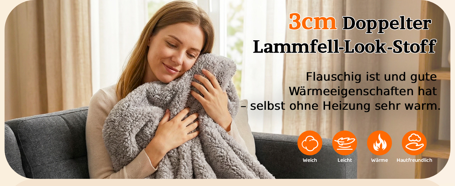 Електрична ковдра TLGREEN з автовимкненням, імітація овечої шкури, двостороння, надзвичайно м'яка, 130x180 см, 9 режимів нагріву, таймер, ковдра для дивану, софи, офісу, дому, 130x180, сіро-коричнева