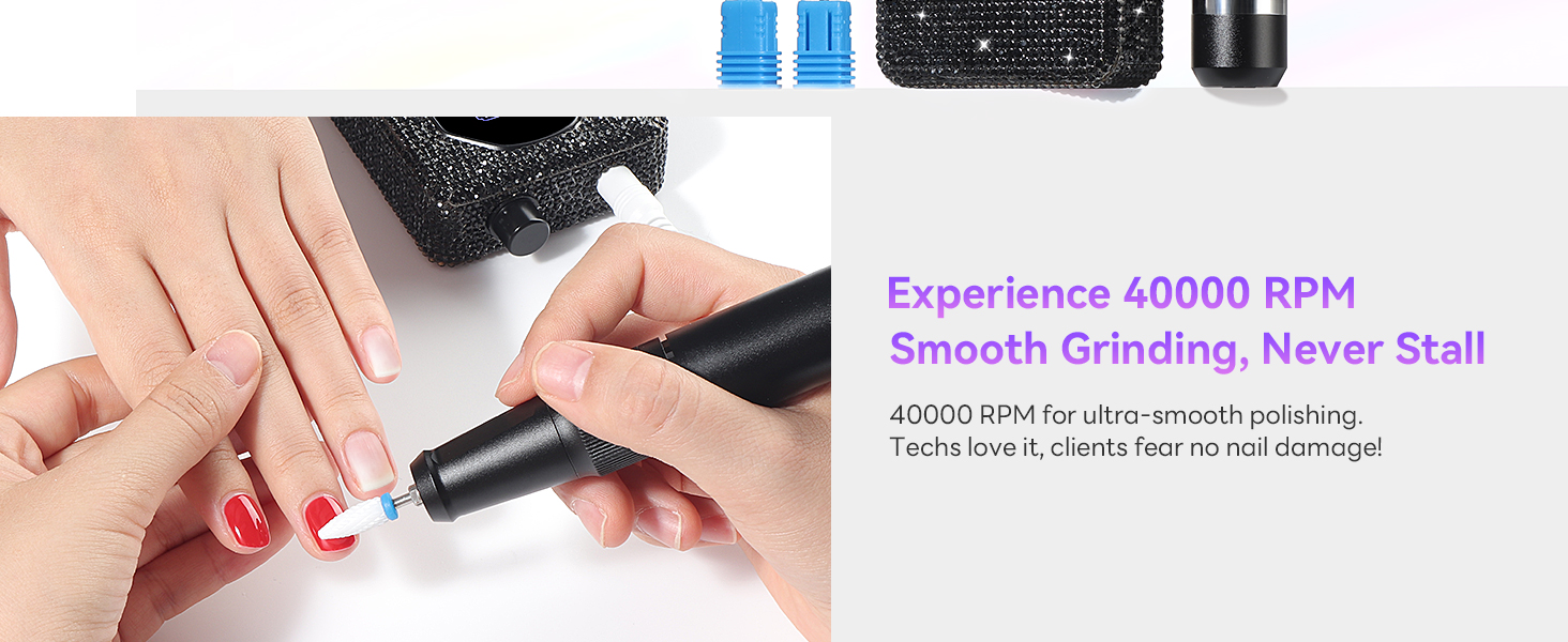 Професійний фрезер для нігтів SAVILAND Advanced 30S: електрична машинка для манікюру з 40000 об/хв, акумулятор 4000 mAh, чорний