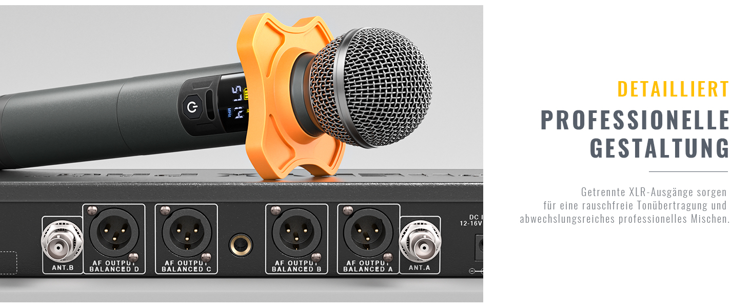 Набір бездротових мікрофонів Phenyx Pro PTU-5200: 4 динамічні мікрофони, UHF, 200ft, для співу, караоке, церкви, DJ