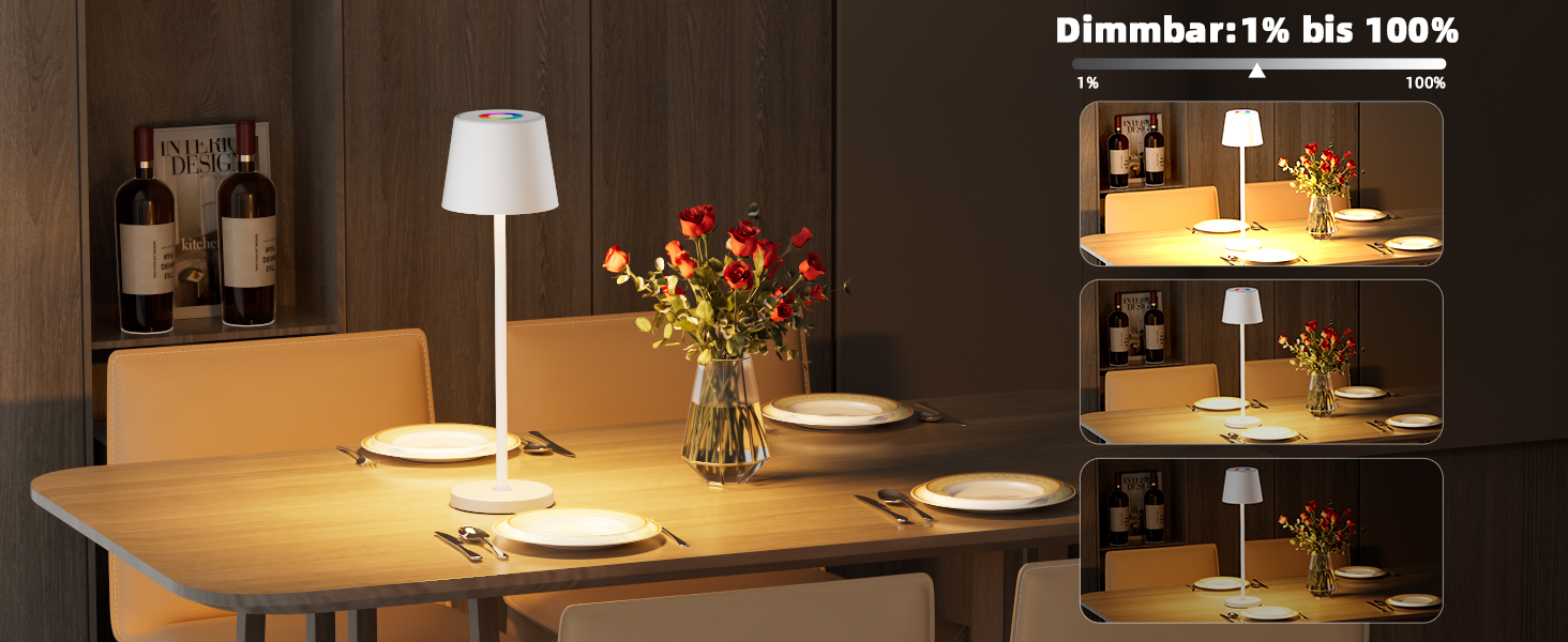 LED-лампа Qsky настільна бездротова диммерна акумуляторна, перезарядна тепле світло 3000K+RGB, алюміній, вологостійка для ресторану, спальні, бару, IP54 (срібна 2 шт.) (біла 2 шт.)
