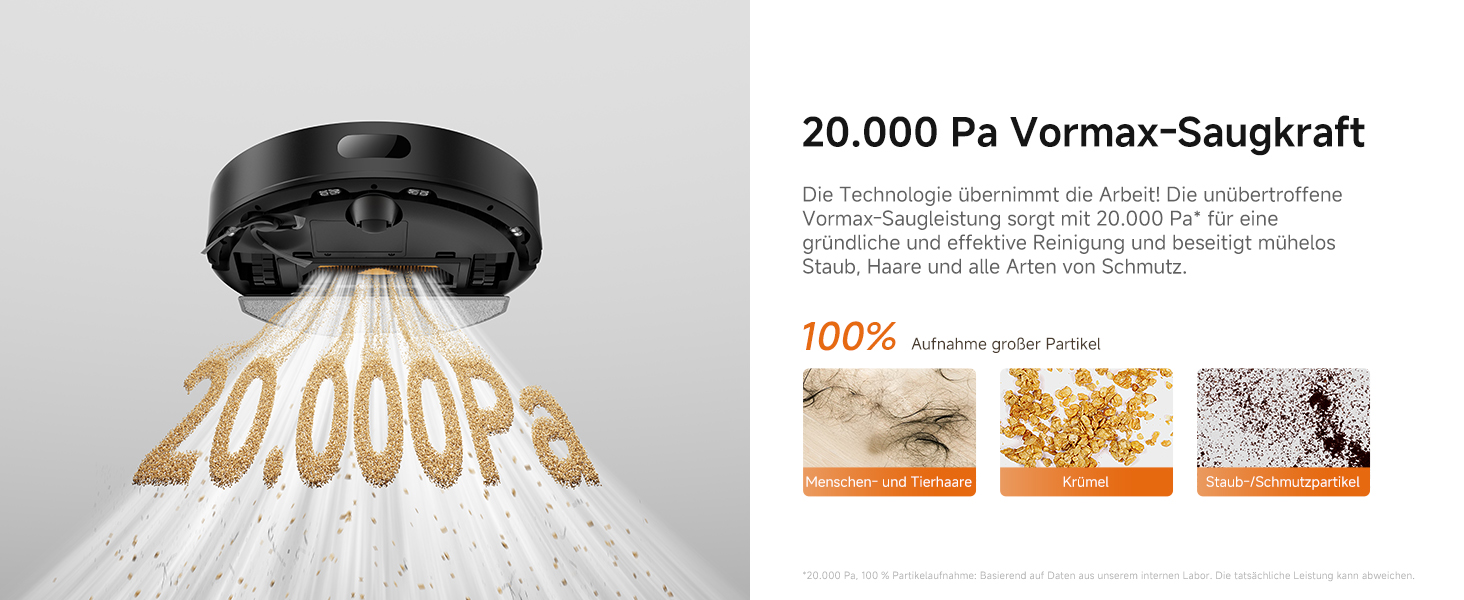Робот-пилосос з функцією вологого прибирання Dreame D20 Air Plus, потужність 20 000 Па, станція самоочищення, захист від заплутування волосся та смарт-навігація