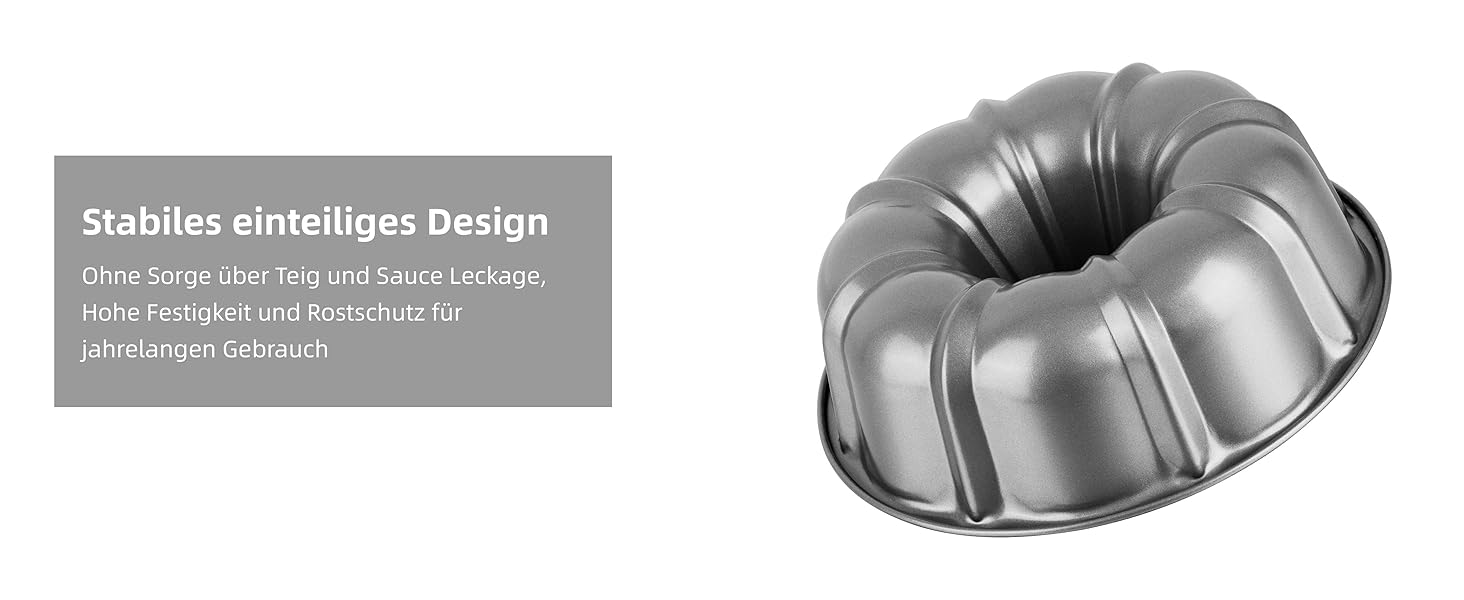 Форма для кексів Onader, нержавіюча сталь з антипригарним покриттям, 25,5 см, кругла форма для випічки кексів, хліба, здобної випічки, легко миється (сірий)