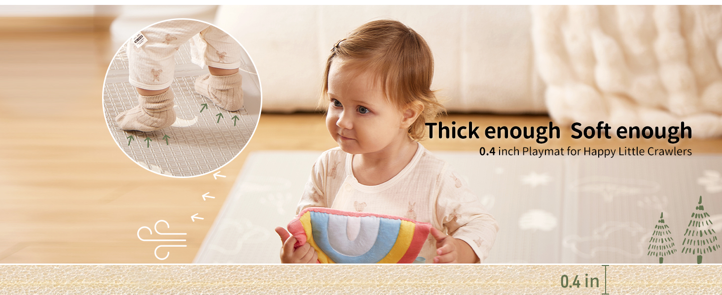 Дитячий килимок для ігор Krabbelmatte 150x180 см, складаний, водонепроникний, антиковзкий, з сумкою для перенесення - Ліс