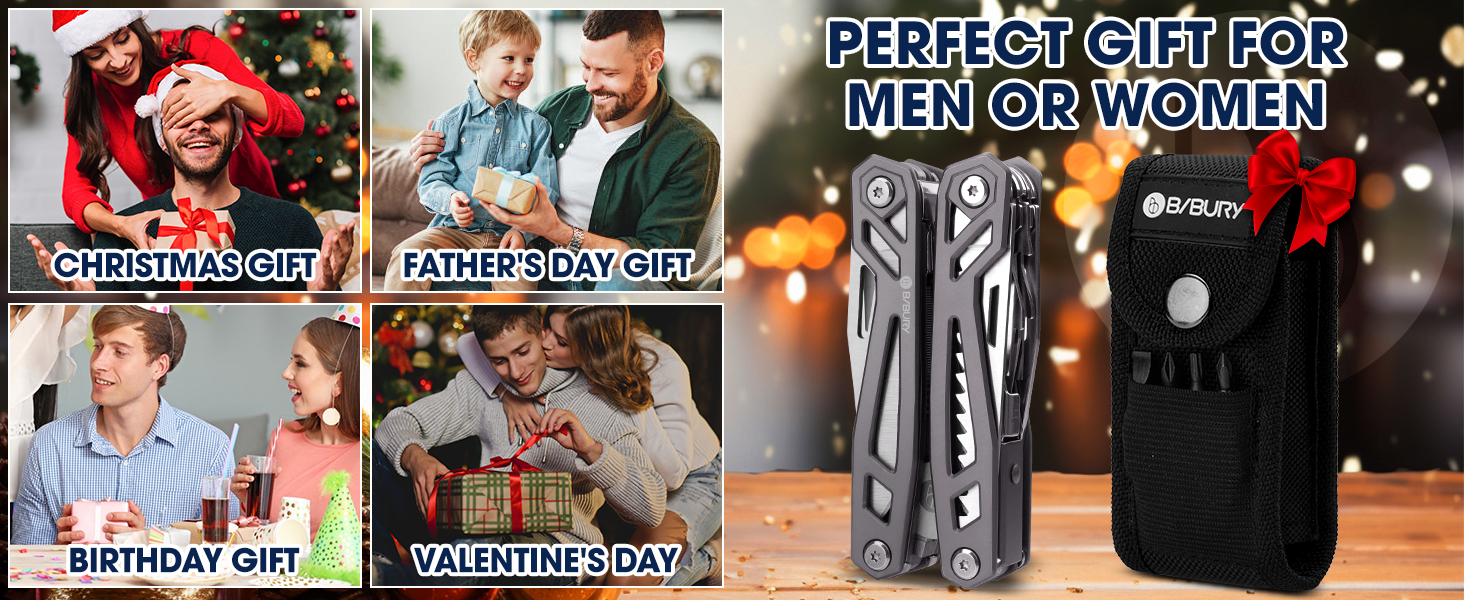 BIBURY Multitool - Titanium Multi-Tool Set for Men & Women | Camping, Hunting, Fishing & Hiking | Stainless Steel Pliers with Screwdriver