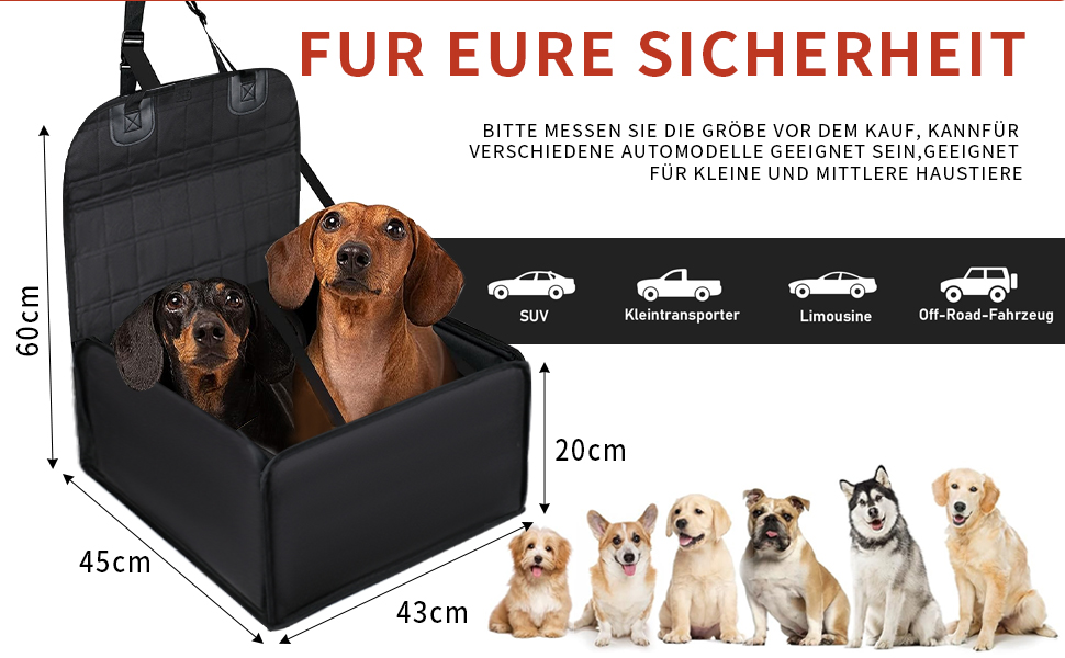 Автомобільний лежак для собак, стабільний бокс для собак на заднє сидіння, водонепроникний, чорний