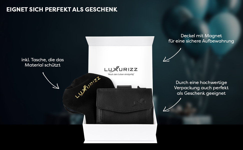 Чоловічий та жіночий шкіряний гаманець Luxurizz Smart Wallet з RFID-захистом - Slim модель з відділом для монет та Slider-системою (10 карт, чорний)