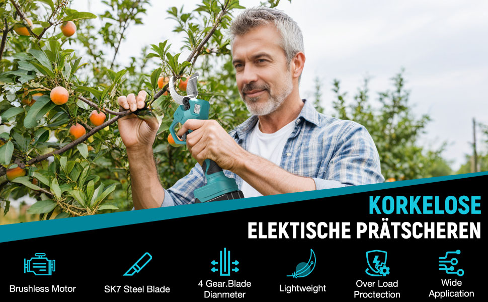 Акумуляторний секатор професійний для Makita 18В, LCD дисплей, діаметр різу до 40 мм, для гілок, кущів і стовбурів (без акумулятора)