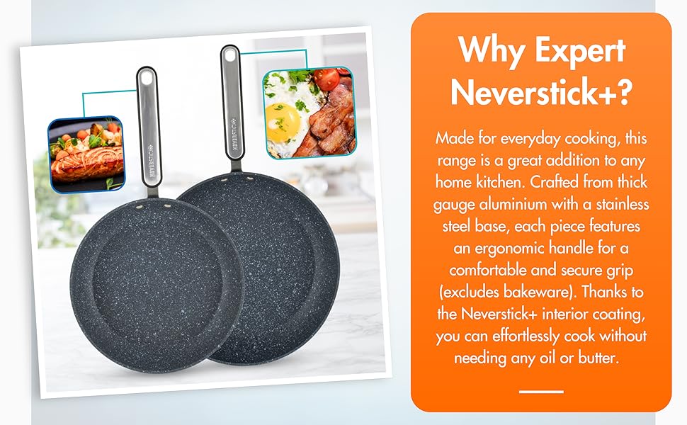 Набір посуду Scoville Expert Neverstick+ (4+1 предмети): антипригарні сковорідки та каструлі, 16 см молочник, 18/20 см ковш, 20/24 см сковорідки, для всіх типів плит, без PFOA