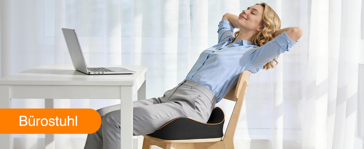 Подушка для сидіння Ophy для авто та офісного крісла з піною Memory Foam, знімною обкладинкою, помаранчева