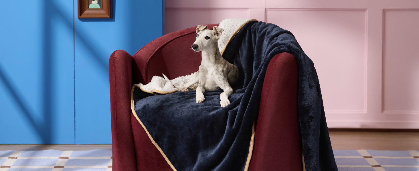 Водонепроникний коврик для собак Lesure, великі породи, 100x120 см, Outdoor, Sherpa Fleece, для дому та на вулицю, сірий