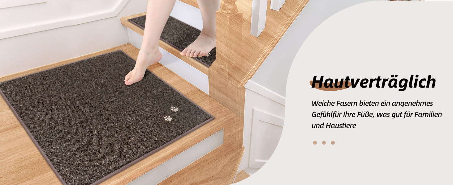 BEQHAUSE Non-Slip Stair Treads - 15 Piece Set - Washable Carpet for Stairs - Safe for Kids, Seniors & Pets - 100% Polyester with TPE Backing - 22x70cm