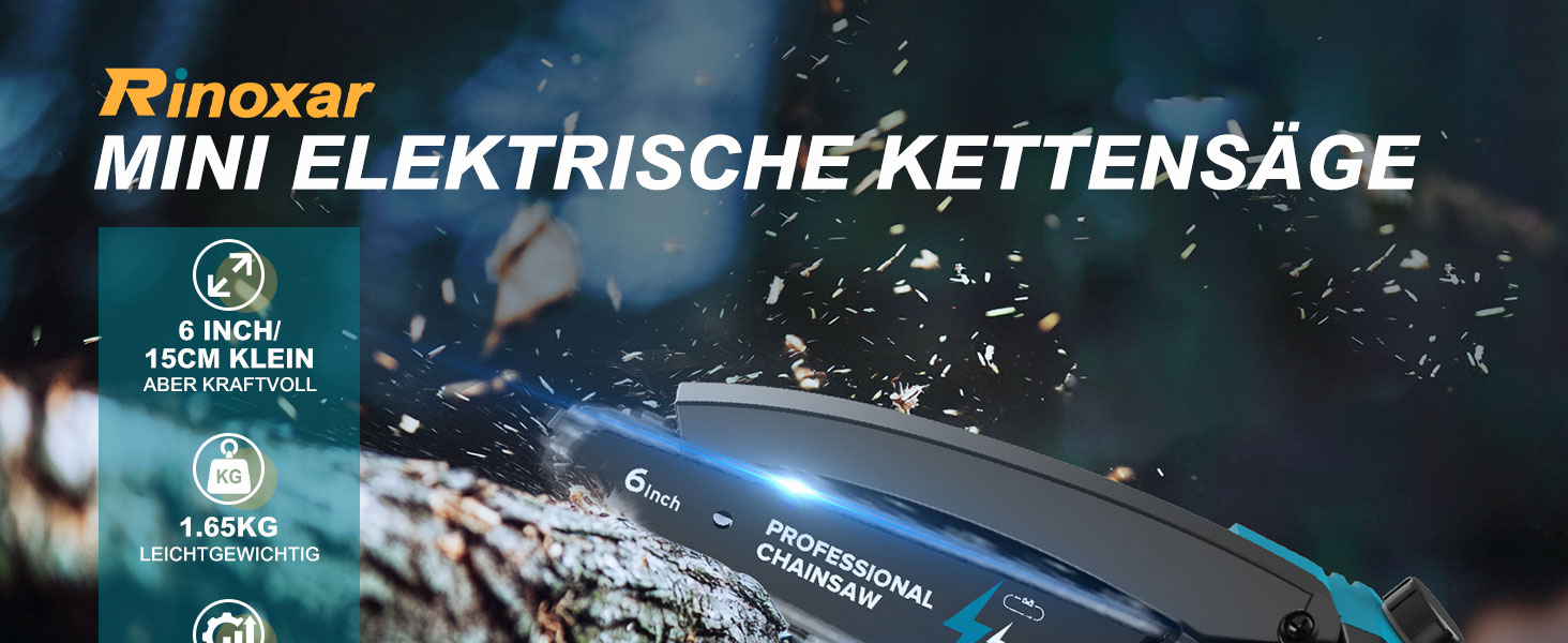 Акумуляторна міні-пила PowerCut X7 6 дюймів з автоматичним змащенням, 8000mAh, 2 акумулятори