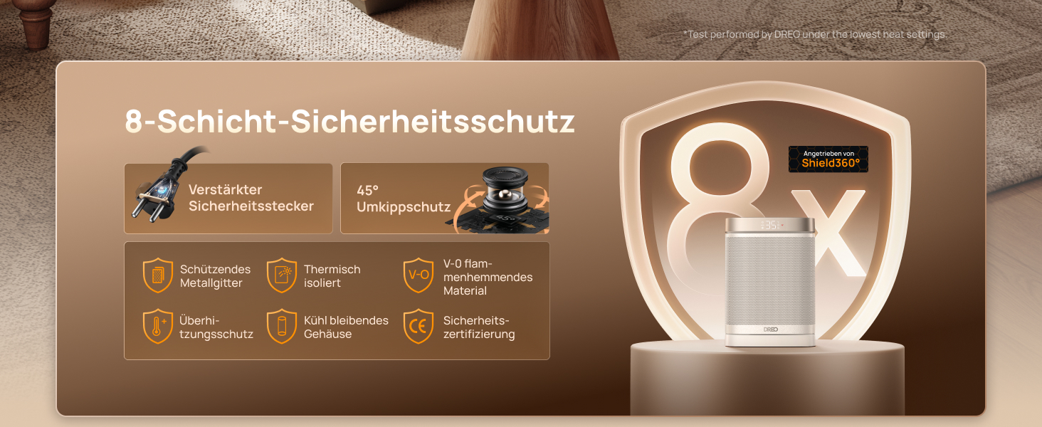 Електрична керамічна теплова гармата DREO 318, 1500 Вт з термостатом, захистом від перегріву та нахилу, таймером та дитячим замком