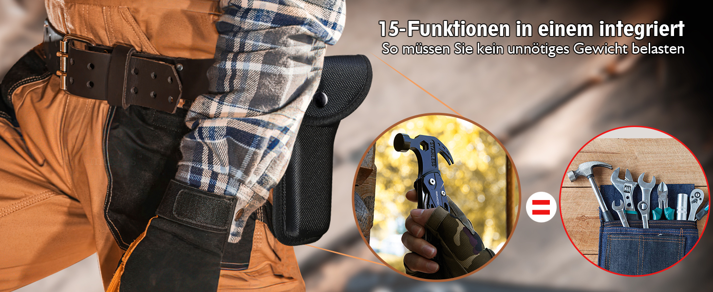 Багатофункціональний інструмент RAXCO 15-в-1: молоток, плоскогубці, мультитул для кемпінгу та подарунок для чоловіків, батька, друзів